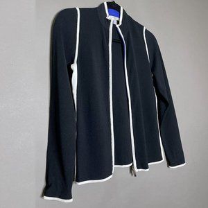 Petite Sophisticate‎ Black White Zip Up Jacket Size P